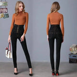 LOVEMI - high waisted jeans female thin elastic feet pencil pants