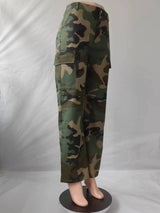 High Waisted Straight Tube Multicolor Camouflage Overalls-4