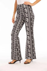 Hip Retro Printed Bootleg Pants Casual Pants-Black-4