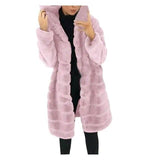 Jacket Winter White Big Solid Jackets For Women Long Coat-Pink-5