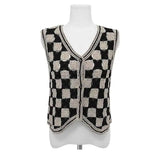 LOVEMI - Lovemi - Knitted Checkerboard Plaid Retro Crochet Color