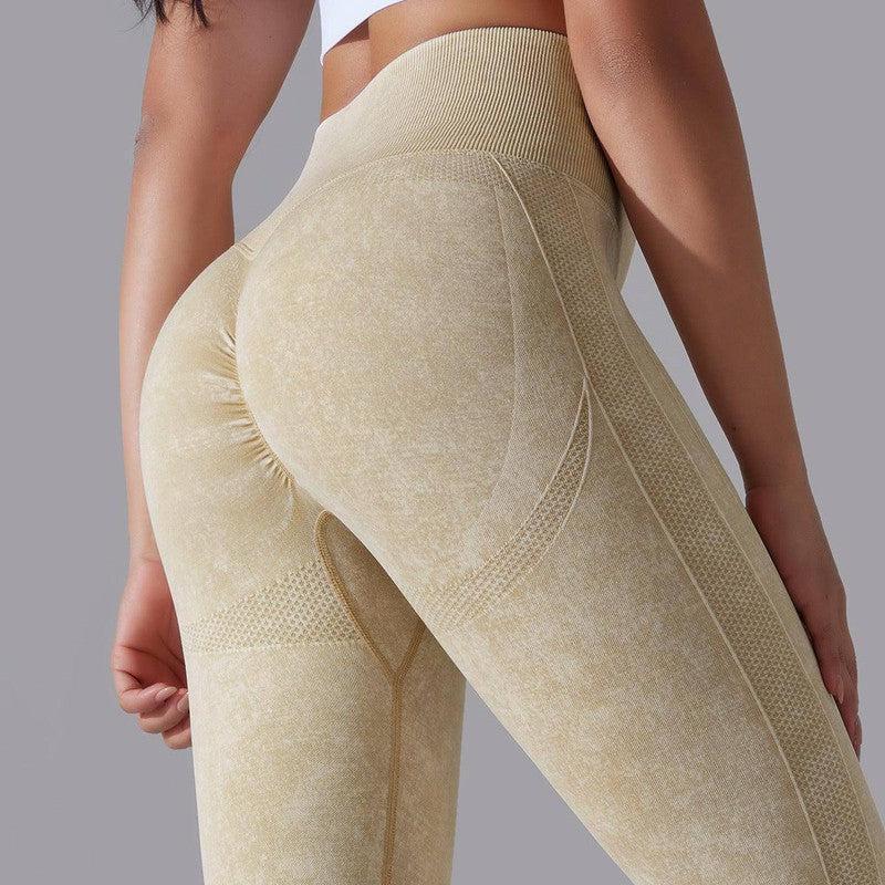 Knitted Seamless Yoga Pants Running Sports Fitness High-Khaki-13