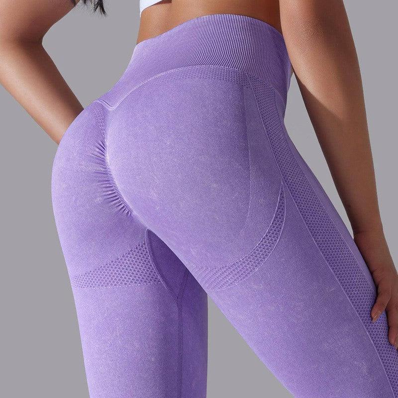 Knitted Seamless Yoga Pants Running Sports Fitness High-Purple-20