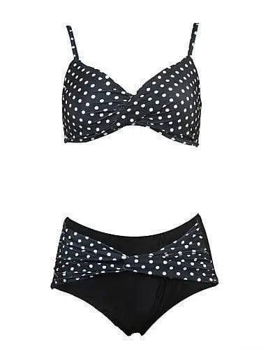 Ladies Polka-Dot Split Swimsuit Plus Size Swimsuit-1