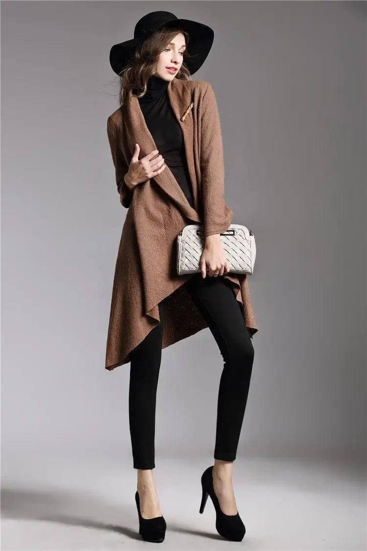 Long-Sleeved Cloak Long Woolen Coat-10