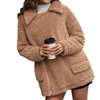 Loose Thickened Bubble Fleece Zipper Plush Coat-7