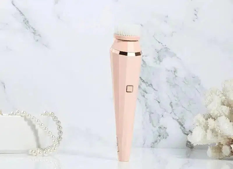 4 In 1 USB Rechargeable Electric Facial Cleansing Brush Soft-Pink-3