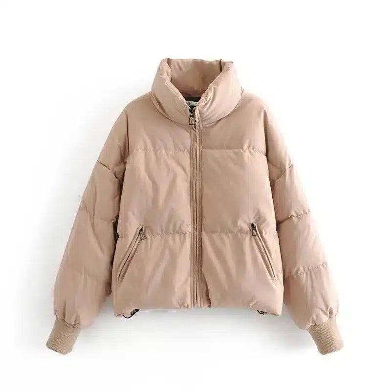 Autumn and Winter Casual Loose Bread Coat Cotton Jacket-Khaki-4