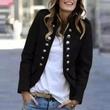 Double-Breasted Women's Casual Jacket-Black-6