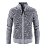 Autumn & Winter Men Sweater Jackets Cross-Line Zipper Slim-Light Gray-4