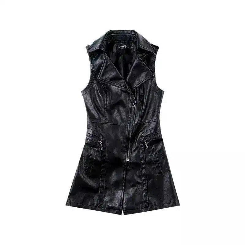 autumn and winter new women's jacket women's PU leather-Black-2