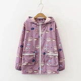 LOVEMI - Lovemi - Big Girl Cute Printed Trench Coat Loose Hooded