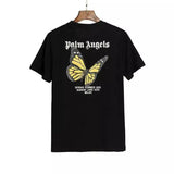 Butterfly print short sleeve T-shirt-Black-2