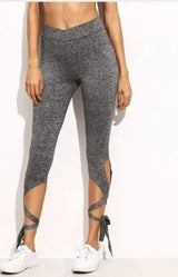 Casual pants gray hips high waist tight bandage seven-2