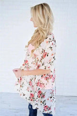 Floral Kimono Cardigan for Women-White-7