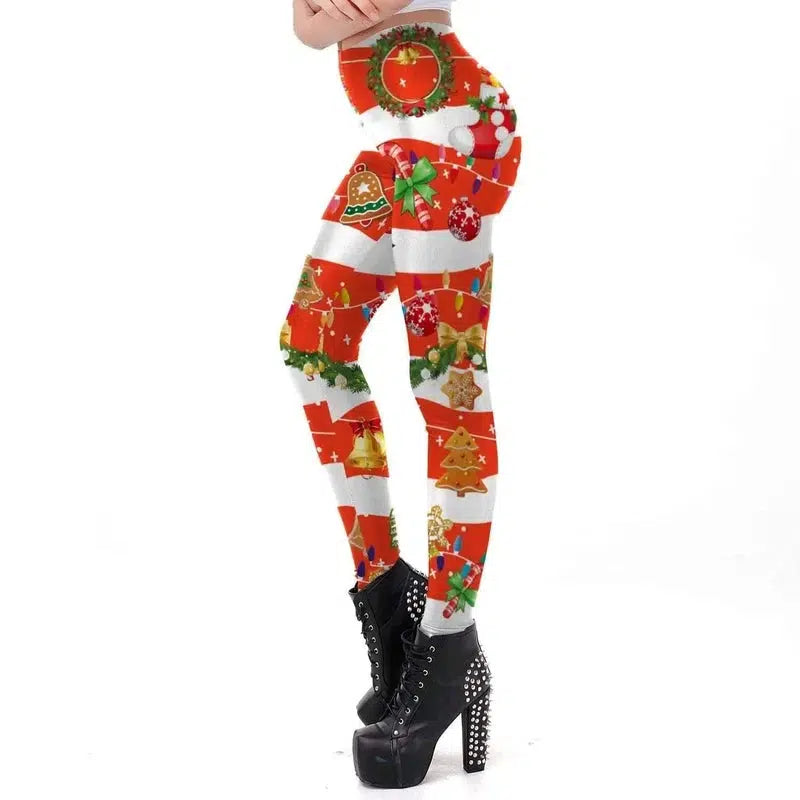 Christmas digital print tight leggings-C Style-6