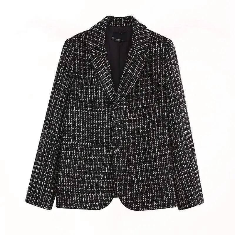 Clothing Temperament High-end Sense Of Plaid Suit Design-Black-1