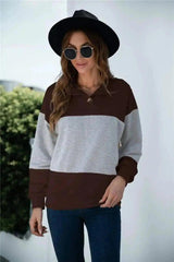 Women's Buttoned Henley Sweatshirt-Coffee grey-2