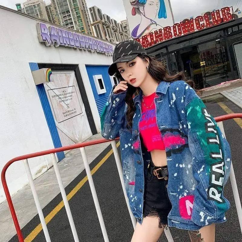 LOVEMI - Lovemi - Denim Jacket Female Personality Trend Loose Casual