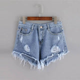 Distressed Tassel Denim Shorts-2