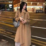 LOVEMI - Lovemi - Double-sided waist belt tie trench coat woolen