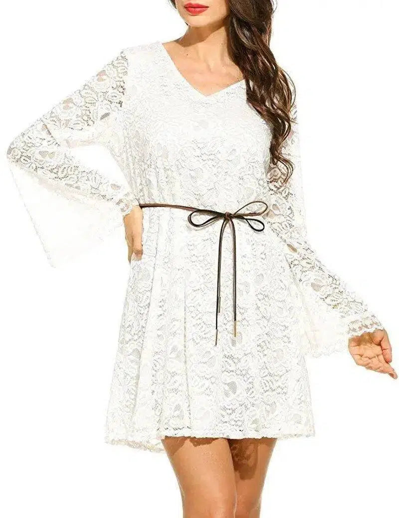 LOVEMI - Lovemi - Elegant lace dress summer sexy V-neck large size