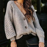 Women's Buttoned Knit Cardigan Sweater-1