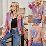 LOVEMI - Lovemi - Fashion Color Zipper Loose Tie Dye Top Coat