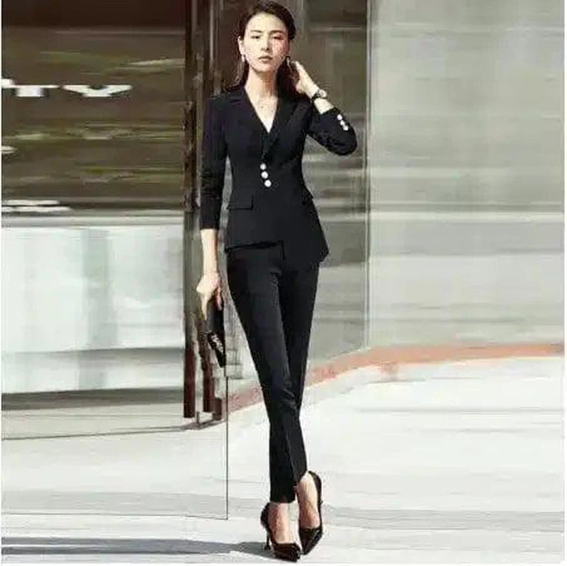 Elegant Formal Pants for Women - 3 Piece Suit-Black pencil pants-6