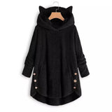 Fashion Women's European and American Button Plush Blouse-Black-2