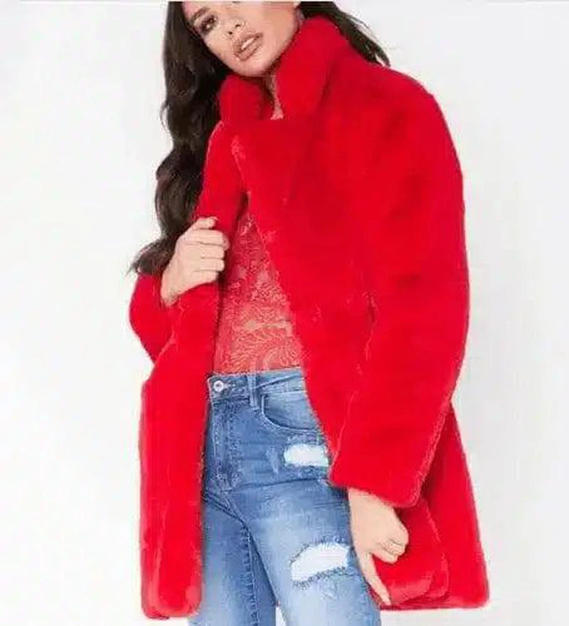 LOVEMI - Lovemi - Faux Fur Coat Women Long Sleeve Warm Thick Wave