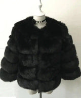 fur imitation fur coat women's short long-sleeved-black-2