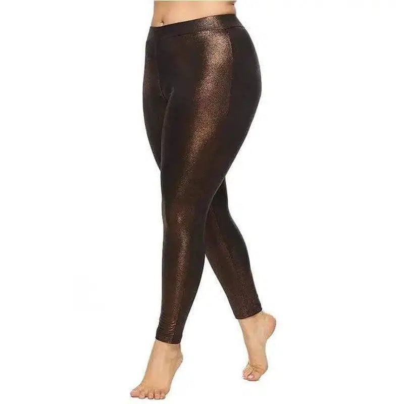 Gold glittering leggings-Brown-3