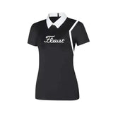 Women's Casual Polo Shirt Short Sleeve-Black-3