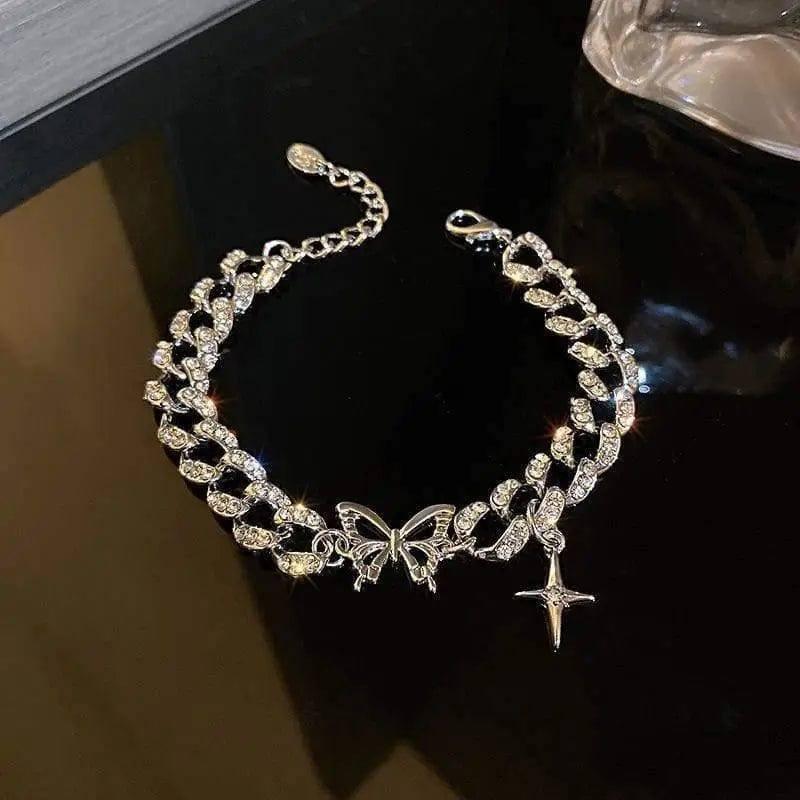 Hollow Butterfly Exquisite Shining Rhinestone Bracelet-1