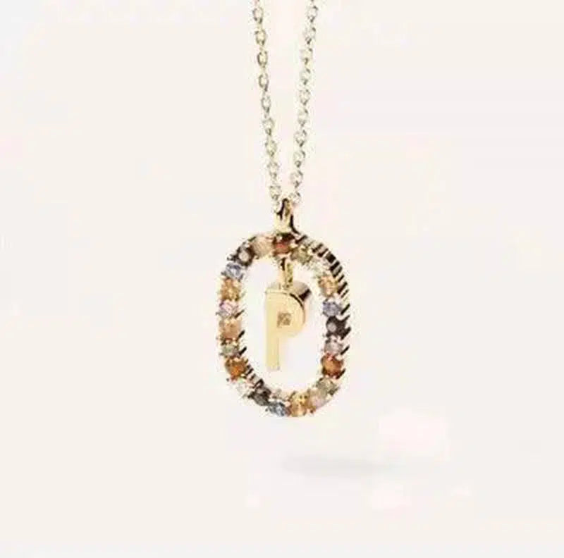 Initial 'A - Z' Crystal Pendant Necklace Gold-Tone-16