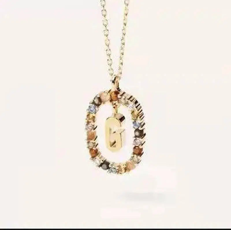 Initial 'A - Z' Crystal Pendant Necklace Gold-Tone-7