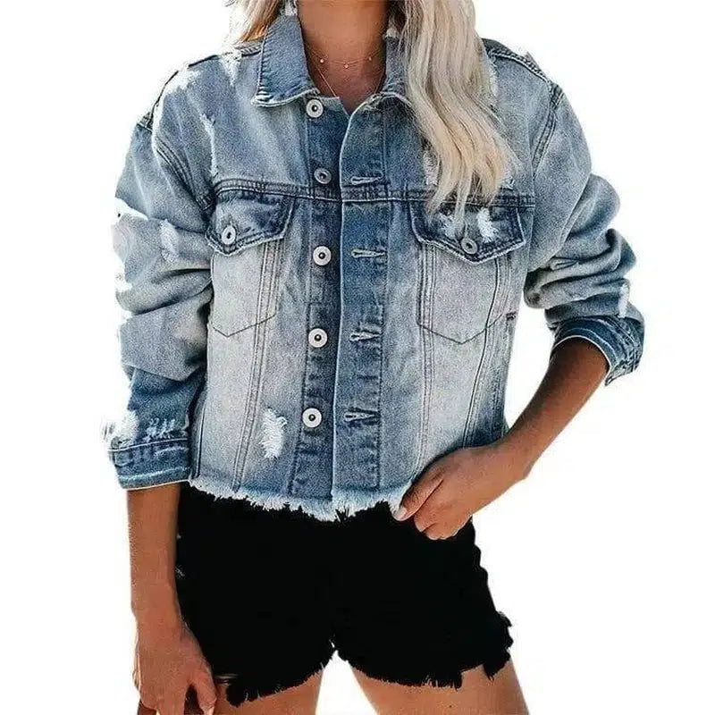 LOVEMI - Lovemi - Ladies Denim Jacket Washed Denim Jacket