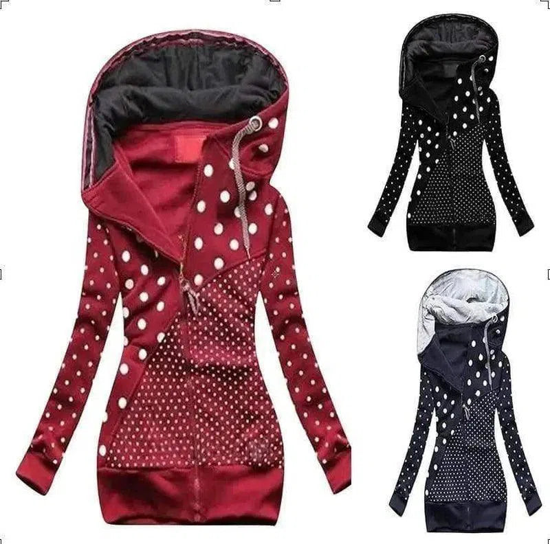 Women's Polka Dot Hooded Jacket-1
