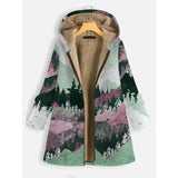 LOVEMI - Lovemi - Landscape print long sleeve hooded zipper coat