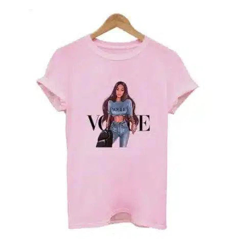 Fashion Graphic Tee for Women-A pink-6