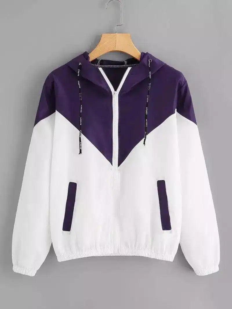 Hooded Zip-Up Windbreaker with Pockets-S-10