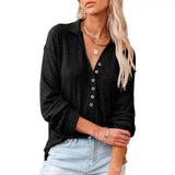 Womens Casual Button-Down Shirt-Black-3