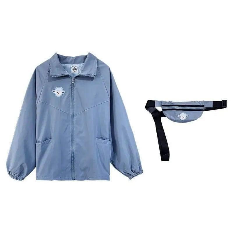 Loose trench coat-Blue-2