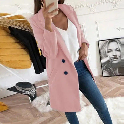 Elegant Blue Coat for Any Occasion-Flesh pink-6