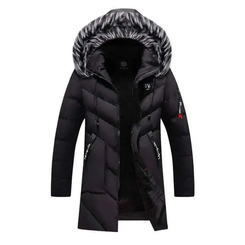 Mid-length plus cashmere padded jacket-Black-2