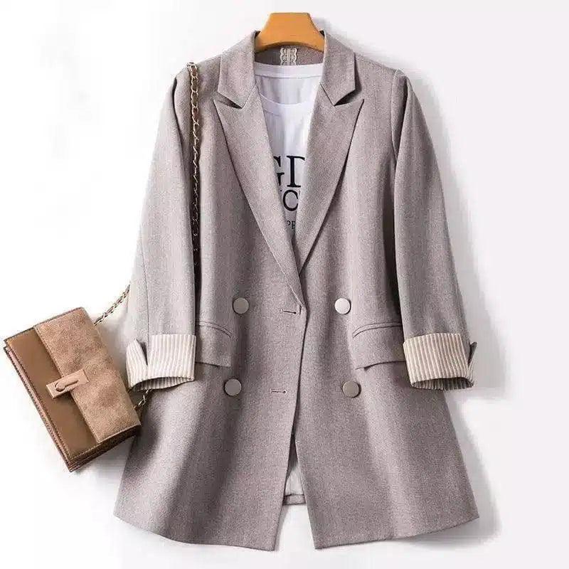 Women's Casual Blazer with Button Closure-617 apricot-2