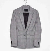 Men's Plaid Blazer for Formal Occasions-Grey-1