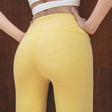 Peach hip fitness pants high waist yoga pants-Yellow-6