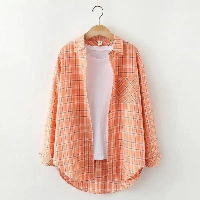 LOVEMI - Lovemi - Plaid Shirt Women'S Long-Sleeved Loose Shirt